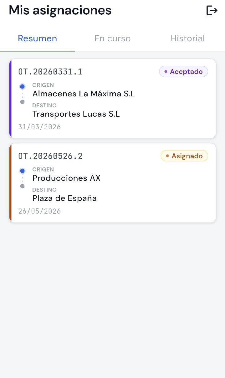 App de conductor Nova Fleet Dynamics - Mis asignaciones